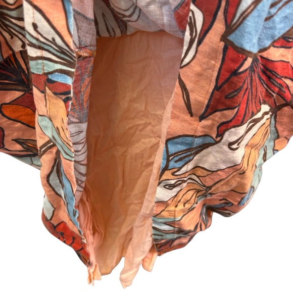 $500 NICHOLAS Women Asilah Orange Printed Linen Hourglass Dress Tie-Front Size 8 - Picture 10 of 15